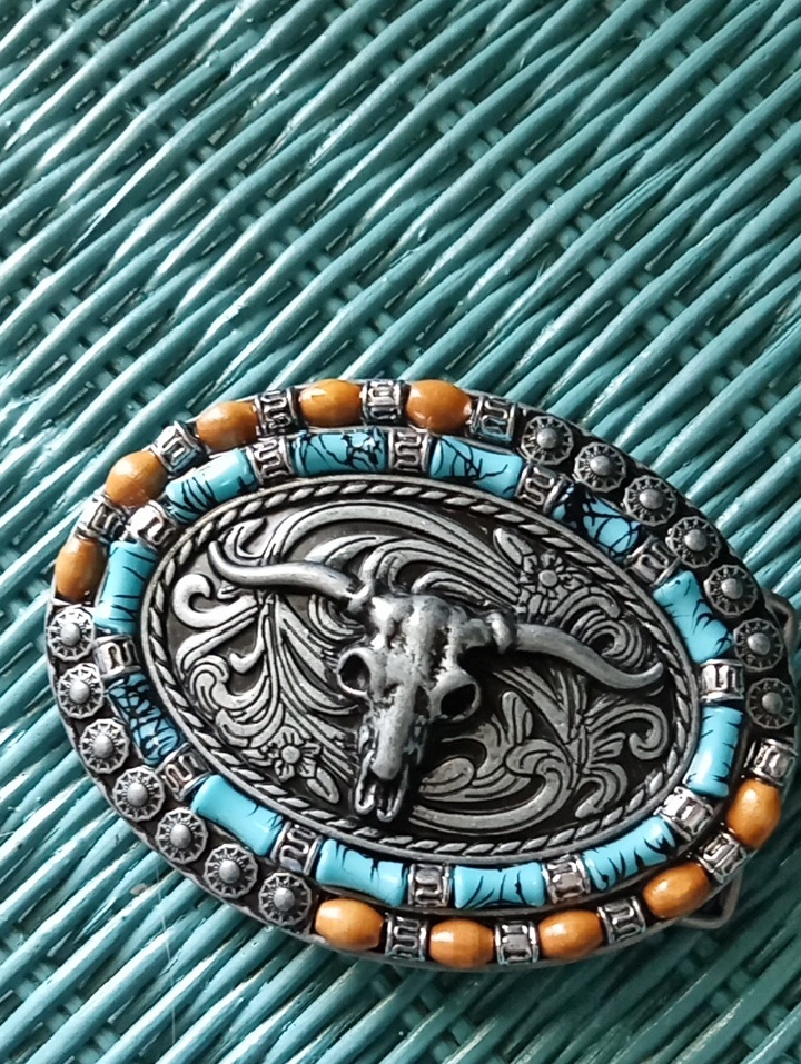 Western Cow Skull Belt Buckle